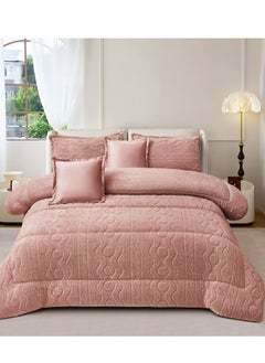 Buy Winter Comforter Set Bedspread 6 Pieces Double-Sided Fur King Size 250x230 cm in Saudi Arabia