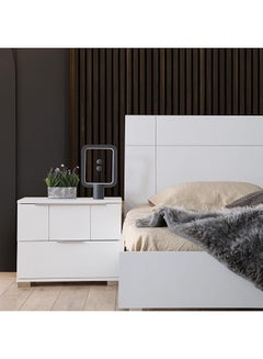 اشتري Brooklyn Night Stand Multifunctional Bedside Table Space Saving Nightstand End Table Storage Modern Design Furnitures for Bedroom - White في الامارات