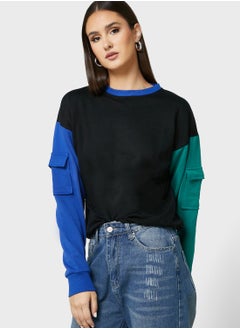 Buy Colorblock Sweatshirt With Pockets in Saudi Arabia