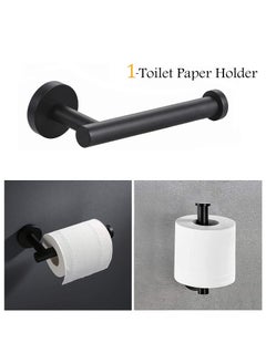 Buy SUS 304 Stainless Steel Wall Mounted - Includes Bathroom Toilet Paper Holder, 2X Robe Towel Hooks Bathroom Accessories Kit（3 PCS ，Matte Black） in UAE