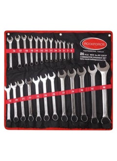 اشتري ROCKFORCE Combination Wrench Set Open End Ratchet Ring Spanner 26 Point with Cloth Storage Bag في الامارات