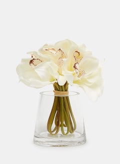 Buy Artificial Plant Decoration Silk Real Touch Flower Bouquet Cymbidium Orchids Arrangements In Vase in UAE
