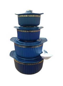 Buy Set of 4 Inner Stainless Steel Hotpot With One Spoon (500 ml, 1000 ml, 1500 ml, 2500 ml) Blue/Gold in Saudi Arabia