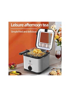 Buy fryer 1.5L with viewing window, stainless steel with filter basket deep fryer with adjustable temperature suitable for home kitchens and parties in UAE