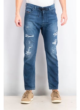 Buy Men Tapered Fit Wash Non Stretchable Jeans, Navy Wash in UAE