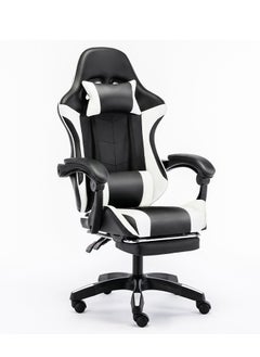 Buy Gaming Chair, Computer Chair with Footrest and Lumbar Support, Height Adjustable Game Chair with 360°-Swivel Seat and Headrest and for Office or Gaming (White) in Saudi Arabia