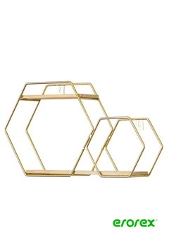 Buy XIUWOO Floating shelf,Wall Mounted Metal Wire and Wooden Storage Shelves Decorative Floating Shelf Display Racks Bookshelf Record Holder Plant Flower Rack Decoration for Home Office Modern (gold) in Saudi Arabia