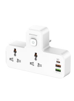 Buy Power Adapter Multi Plug Extension box Extender Wall Charger Socket 2 Way Multiple Electrical Outlet Adaptor, Charging Station for Home, Office （2 Way + 2 USB+1Type C） in UAE