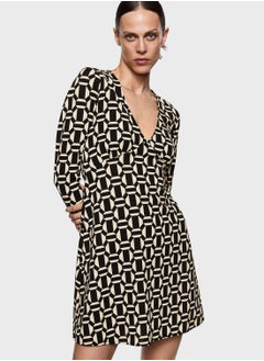 Buy Printed V-Neck Dress in Saudi Arabia