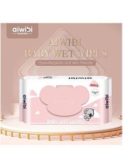 Buy Aiwibi 100% Skin-friendly Baby Wet Wipes 80 Pcs/Pink Pack-Unscented in UAE