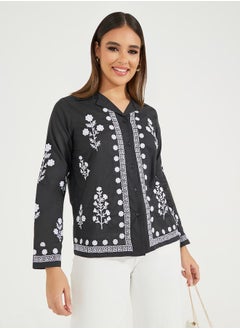 Buy Embroidered Shirt with Resort Collar in Saudi Arabia