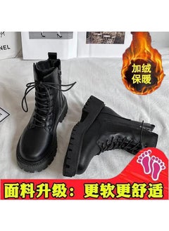 Buy New Winter Womens Martin Boots Thick Velvet Korean Style ShortBlack-fleece-lined Black-fleece-lined in UAE