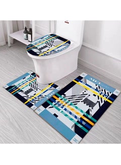 Buy 3 PCS Set Of Non Slip Bathroom Rug Made With Soft Material  Which Fit Around Most Toilets With Beautiful Design in UAE