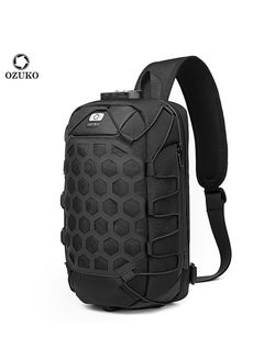 Buy Ozuko Polyester Sling bag for men & Women Anti-Theft Shoulder Messenger Bag with External USB Charging Port 33*15*20cm (Black) in UAE