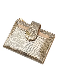 Buy Buckel/Zipper Closure Solid Design Wallet Gold in UAE