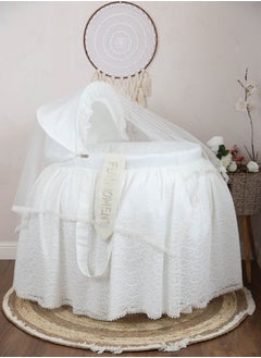 Buy Baby cradle Moses basket for babies with mosquito net with white vibrator holder in Saudi Arabia