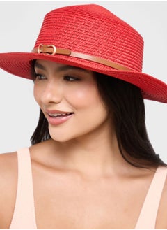 Buy Buckle Detail  Strap Fedora Hat in UAE