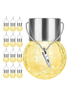 Buy 12Pack Hanging Outdoor Solar Lights - Decorative Cracked Glass LED Ball Lights Waterproof Tree Solar Powered Globe Lights with Handle for Garden Yard Patio Fence, Warm White in Saudi Arabia