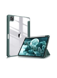 Buy Hybrid Case Compatible with iPad Pro 11 Inch (2022/2021/2020/2018, 4th/3rd/2nd/1st Generation) - Ultra Slim Shockproof Clear Cover w/Pencil Holder, Auto Wake/Sleep, Midnight Green in Egypt