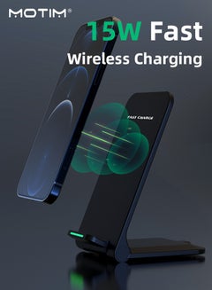 Buy Foldding Wireless Charger 15W Qi Certified Fast Wireless Charging Stand with Sleep-Friendly Adaptive Light for iPhone 15 14 13 12 11 Pro Max XS 8 Plus Samsung Galaxy Google in UAE