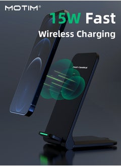 Buy Foldding Wireless Charger 15W Qi Certified Fast Wireless Charging Stand with Sleep-Friendly Adaptive Light for iPhone 15 14 13 12 11 Pro Max XS 8 Plus Samsung Galaxy Google in Saudi Arabia