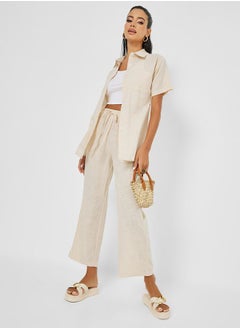 اشتري Linen Look Shirt & Straight Leg Trouser Co-Ord Set في السعودية