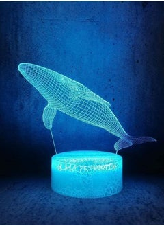 Buy Color Changeing Whale 3D Table Lamp Kids Toy Gift Acrylic Marine Fish LED t Light Sensitive LED Cetacean in UAE