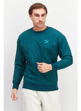 اشتري Men Sportswear Fit Brand Logo Sweatshirt, Green في الامارات