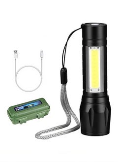 Buy Flashlight Lamp Hand Torch USB Charge Outdoor Tactical Black/Yellow in Egypt