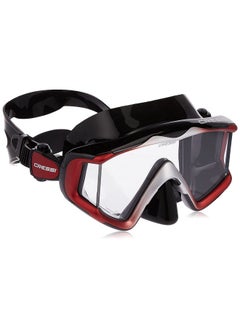 Buy Adult Panoramic View Diving Mask Pure Comfortable Silicone Snorkeling Freediving Mask Made From Clear Tempered Glass Black Silicone/Metallic Red in UAE