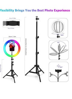 اشتري 33cm / 13in 3000.0 mAh LED Photography Ring Light, Selfie Ring Full Light, up to 50 color light modes, Tripod Stand Light, Mobile Stand for Video Shooting Studio Photo, Makeup, Meeting Group Selfie في السعودية