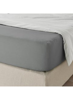 اشتري Fitted sheet, grey, 160x200 cm في السعودية