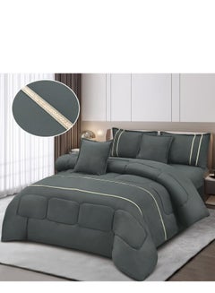 اشتري مفرش سرير صيفي نفرين 6 قطع حشوة وسط بتصميم هندسي خامة مايكرو فايبر 230×250 سم في السعودية