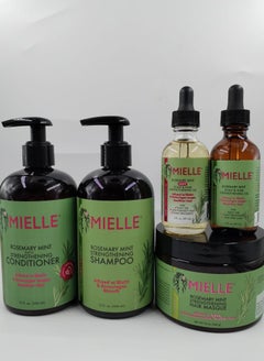 اشتري Organics Rosemary and Mint Oil Set - Sensitive Skin Care - Shampoo - Conditioner - Hair Strengthening Mask في السعودية