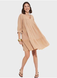 Buy V-Neck Ruffled Dress in UAE