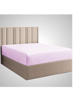 Buy Solid Fitted Sheet King Size Microfiber Light Pink 200x200+35cm in Saudi Arabia