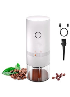 Buy Electric Automatic Coffee Grinder For Beans USB Rechargeable Simple Push Button Operation with Brush（White） in UAE