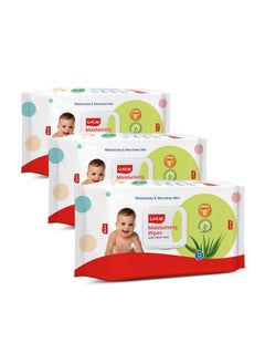 اشتري Moisturising Wet Wipes With Lid For Baby Skin, Enriched With Aloe Vera, Vitamin E & Chamomile Extract, Ph Balanced, Dermatologically Safe, Paraben & Sulphate Free, 72 Wipes, Pack Of 3 في السعودية