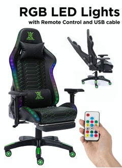 اشتري Game Chair with LED Light RGB Computer Desk Chair Study Chair Office Chair Lumbar Support Ergonomic Chair Gaming Chair with Footrest في السعودية