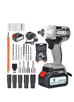 Buy Upgrade High Power Brushless Cordless Impact Wrench with 2pcs Batteries, Adjustable Torque with Accessories and Tool Box in Saudi Arabia