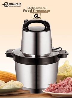 Buy Electric Meat Chopper and Grinder, Stainless Steel Food Processor for Vegetable and Fruits 6L in UAE