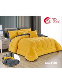 Buy Double Quilt Set Two-Sided Mattress Consisting Of 8 Piece Microfiber King Size 240x260 Cm Yellow in Saudi Arabia