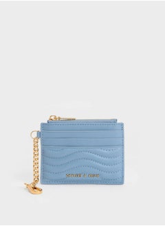 Buy Charles & Keith Aubrielle Stitch-Trim Zip Card Holder - Light Blue in Saudi Arabia