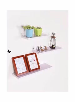 Buy Wall Storage Floating Shelf for Kitchen Organization and Storage, Wall Shelf White 3-Piece Set in Saudi Arabia