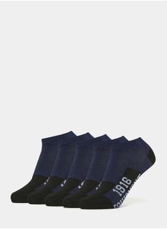 اشتري Pack of 5 - Contrast Slogan Print Shoe Liner Socks في السعودية