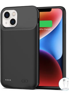 Buy Battery Case for iPhone 14, Real 3500 Rechargeable Smart Extended Charging Case with 1x Screen Protector, Ultra-Slim Portable Protective Battery Pack Black in UAE