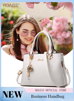 اشتري Pu Leather Large Capacity Handbag Women Business Fashion Crossbody Bag Hardware Pendant Decoration Adjustable Shoulder Strap Handbag في الامارات