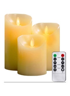 Buy LED Flameless Candles 4 5 6 Real Wax Battery Candle Pillars 10 Key Remote Control with 24 Hour Timer Function Ivory in UAE
