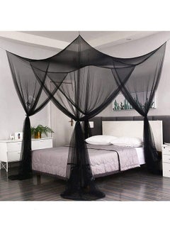 Buy Mosquito Net for Bed Canopy, Four Corner Post Curtains Bed Canopy Elegant Mosquito Net Set for Patio Indoor Outdoor Black  190x210x240cm in Saudi Arabia