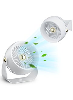 اشتري Desktop Fan, 6-Inch Quiet Portable Table Fan with 3 Speeds, Strong Airflow, Desk and Wall Mount Fan, 360° Rotate Personal Cooling Fan for Bedroom, Home, Office, Travel, White في الامارات